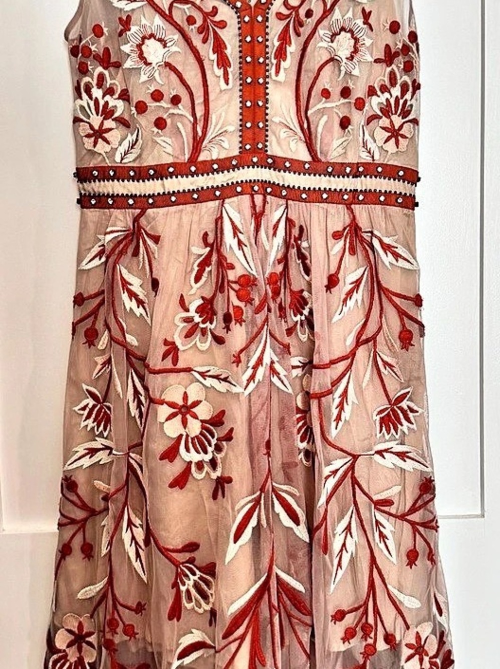 Anthropologie Moulinette Soeurs Alicante Floral Mini Dress Pink & Red Size